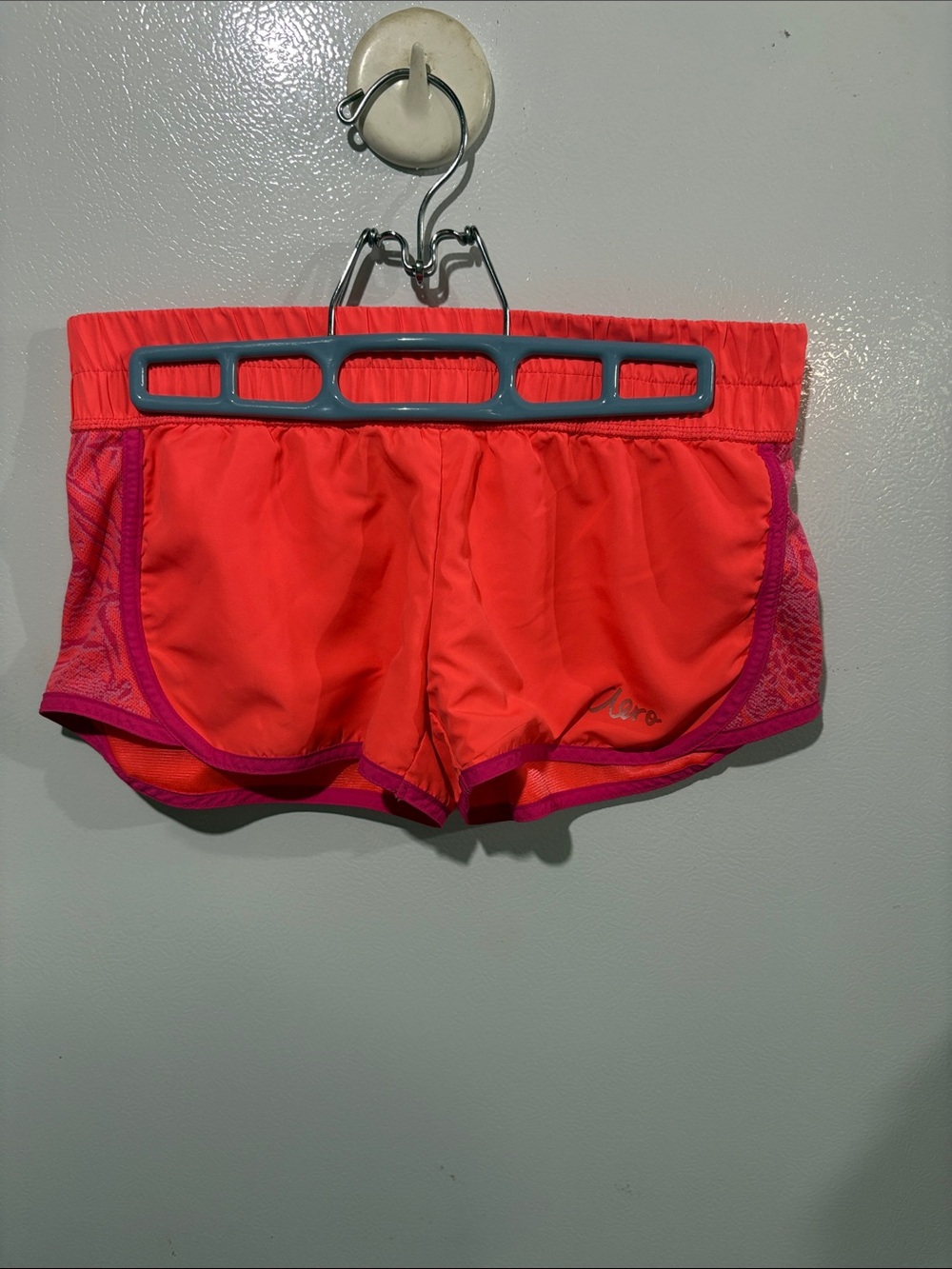 Women’s Coral Athletic Running Shorts with Pink Trim